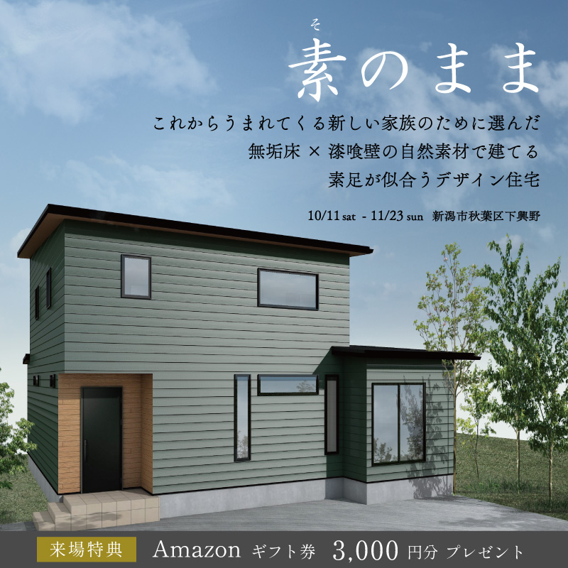 　無垢床×漆喰壁の自然素材で建てる　素足が似合うデザイン住宅