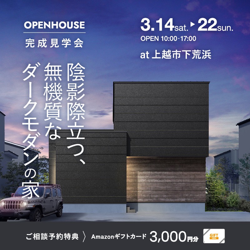 　陰影際立つ、無機質なダークモダンの家